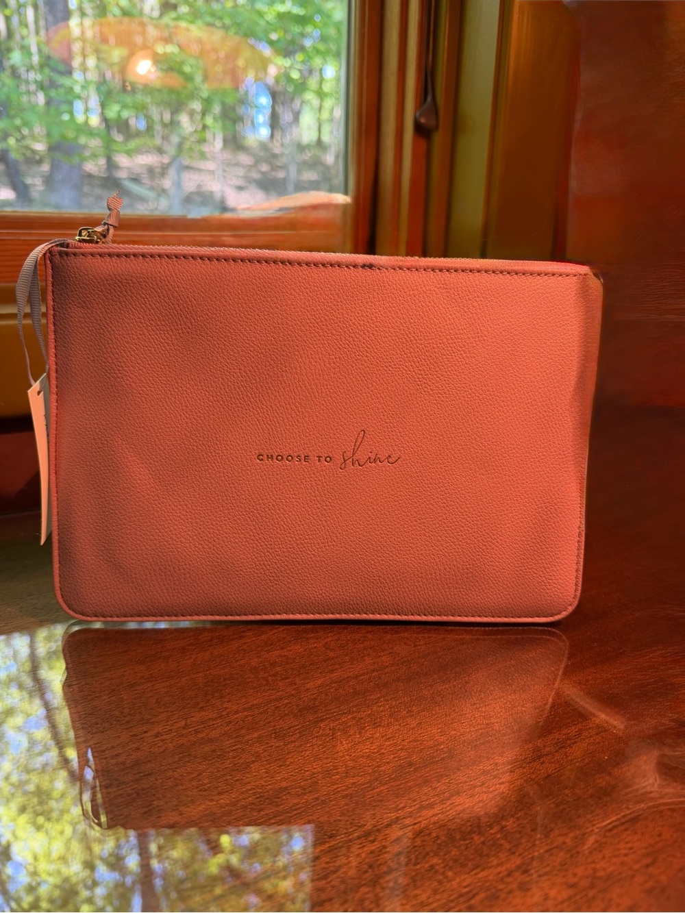 Coral Zip Wristlet Pouch - Choose to Shine